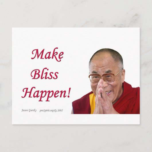 Mach Bliss zustande! - Dalai Lama Postkarte (Vorderseite)