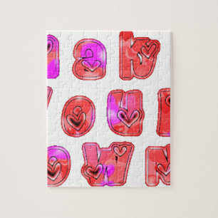 Mach dein eigenes Herzen Kunst Druck Design Puzzle
