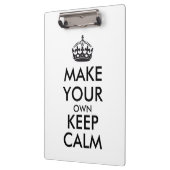 Mach dein eigenes Keep Calm - schwarz Klemmbrett (Links)