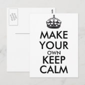 Mach dein eigenes Keep Calm - schwarz Postkarte (Vorne/Hinten)