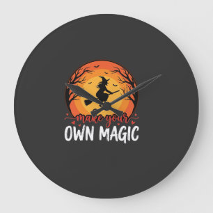 Mach deine eigene magische Hexen-Halloween-Gestalt Große Wanduhr