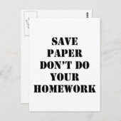 Mach deine Hausaufgaben nicht Postkarte (Vorne/Hinten)