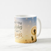 Mach deine Wünsche zu Flügeln Löwenzahn Inspiratio Kaffeetasse (VorderseiteRechts)