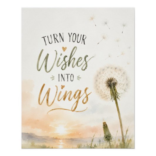 Mach deine Wünsche zu Flügeln Löwenzahn Inspiratio Poster (Vorderseite)
