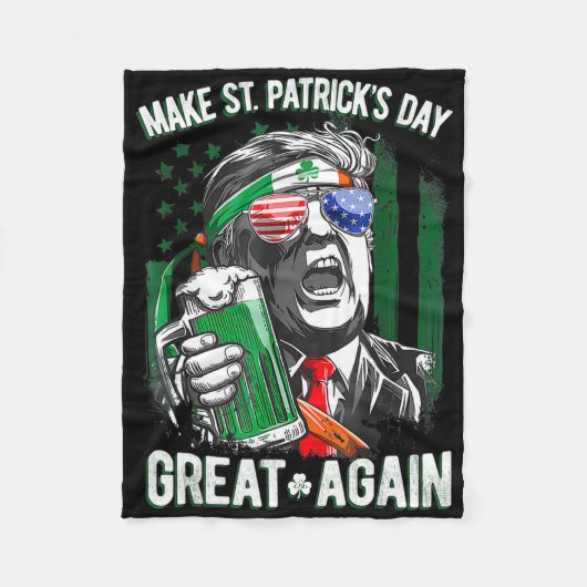 Mach den St. Patrick's Day wieder groß, irischer L Fleecedecke (Vorderseite)