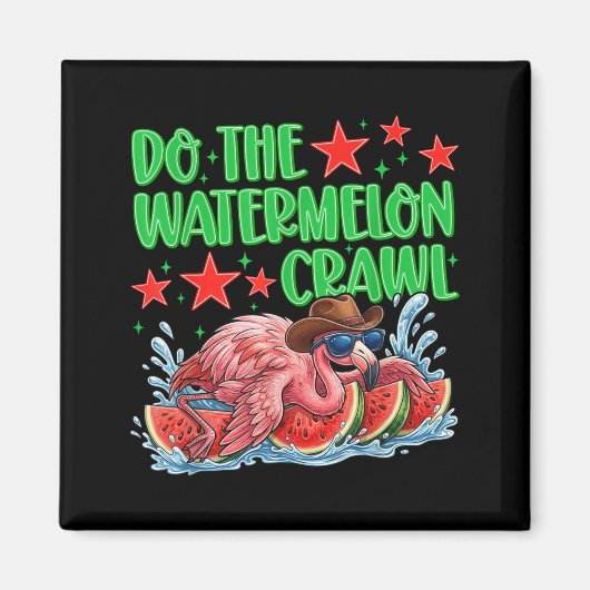 Mach den Wassermelonen-Crawl Lustiger Flamingo-Cow Magnet (Vorne)