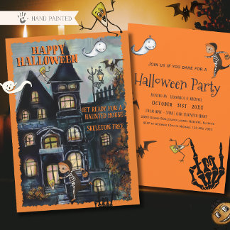 Mach dich bereit für Halloween Spukhaus Lustige Pa Einladung