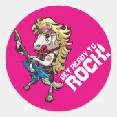 Mach dich bereit zum Stein! Hair Metal Glam Unicor Runder Aufkleber (Vorderseite)