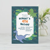 Mach dich lustig! Gezeichnet Dinosaurier Geburtsta Einladung (Stehend Vorderseite)