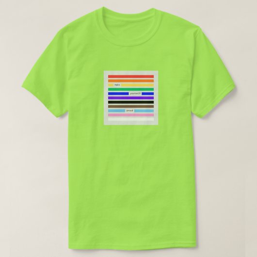 Mach dich stolz Regenbogen-Redaktion Pride 2026 T-Shirt (Design vorne)