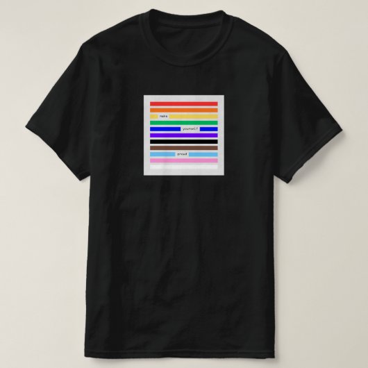 Mach dich stolz Regenbogen-Redaktion Pride 2026 T-Shirt (Design vorne)