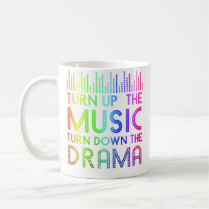 Mach die Musik lauter und das Drama leiser Kopfhör Kaffeetasse
