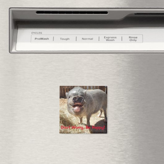 Mach dir keine Sorgen, sei glücklich, Pig Square M Magnet (In Situ (Geschirrspüler))