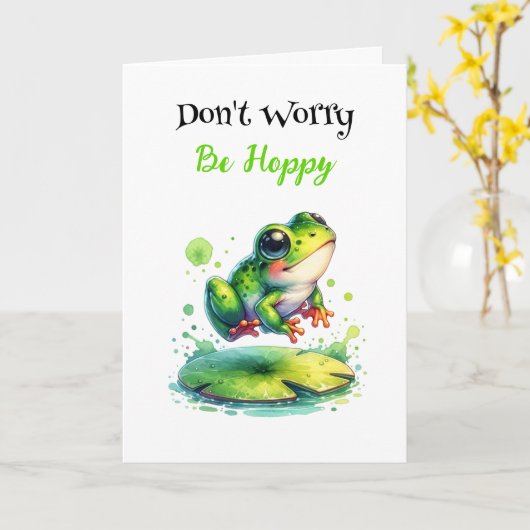 Mach dir keine Sorgen, sei hoppy. | Frosch Pun Fri Karte (Gelbe Blume)
