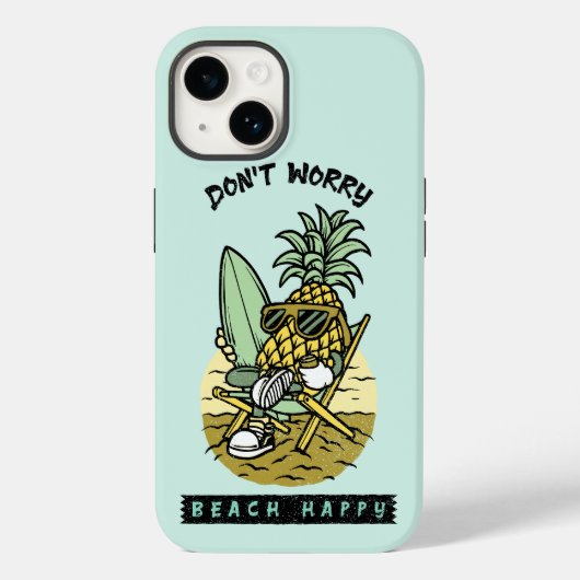 Mach dir keine Sorgen, Strand glücklich – Lustiger Case-Mate iPhone Hülle (Rückseite)