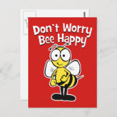 Mach dir keine Sorgen um glückliche Biene | Hummel Postkarte (Vorne/Hinten)