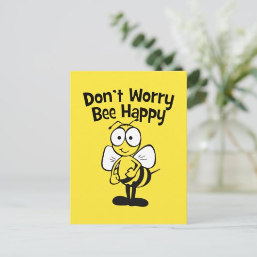 Mach dir keine Sorgen um glückliche Biene | Hummel Postkarte (Stehend Vorderseite)