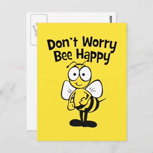 Mach dir keine Sorgen um glückliche Biene | Hummel Postkarte (Vorne/Hinten)