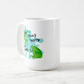 Mach dir keine Sorgen um glücklichen Funny Frog Kaffeetasse (Vorderseite Links)