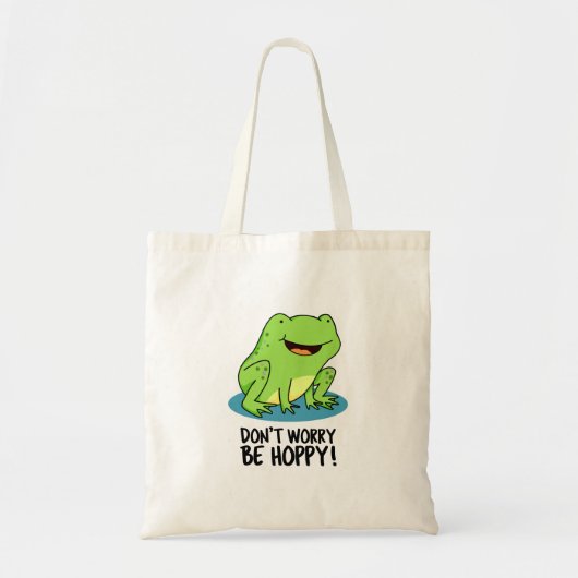 Mach dir keine Sorgen um Hoppy Funny Happy Frog Pu Tragetasche (Vorne)