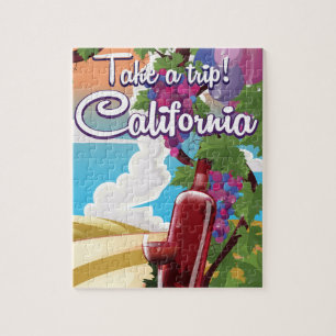 Mach eine Reise! Kalifornien Vintage-Wein-Reisepos Puzzle
