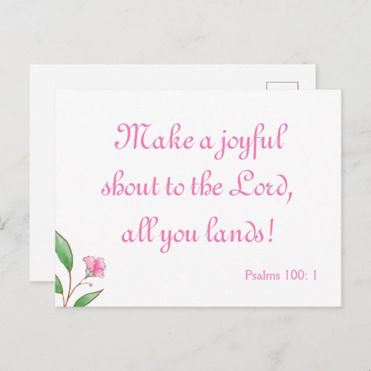 Mach einen fröhlichen Ruf zum Herrn Pink Floral Postkarte (Vorne/Hinten)