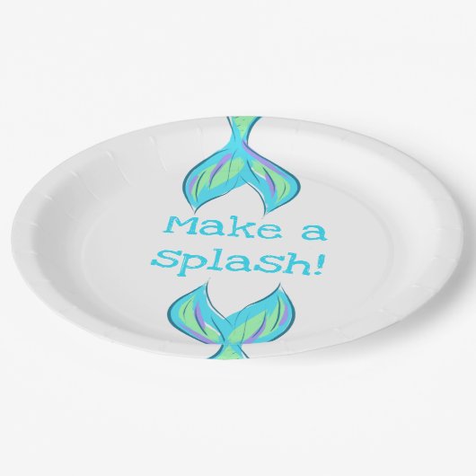 Mach einen Splash! Babyblau Pappteller (Schrägansicht)