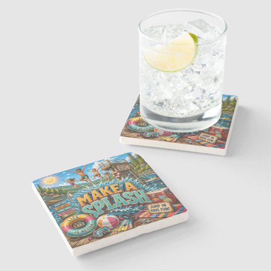 Mach einen Spritzer Steinuntersetzer (Seitenansicht)