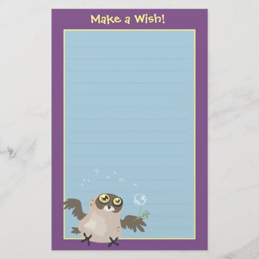 Mach einen Wunsch! Eule Briefpapier (Vorderseite)