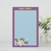 Mach einen Wunsch! Eule Briefpapier (Stehend Vorderseite)