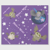 Mach einen Wunsch! Eulen Geschenkpapier (Flach)