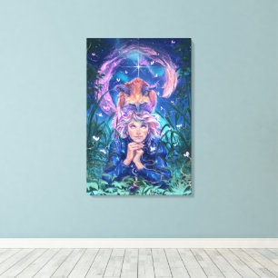 Mach einen Wunsch mit Magicfox- Fantasy-Kunst Leinwanddruck