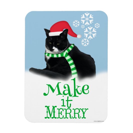 Mach es Merry Holiday Tuxedo Cat Magnet (Vertikal)