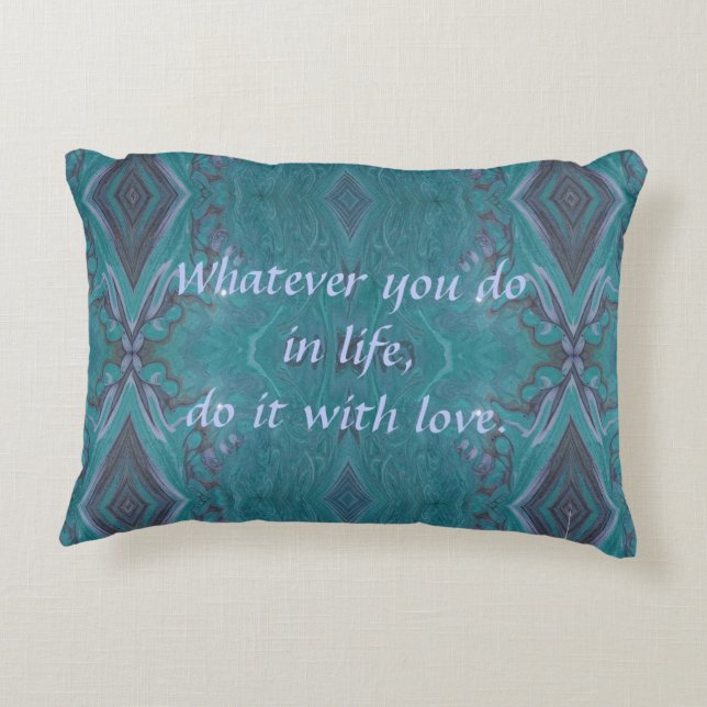 "Mach es mit Liebe" Acryl Pour Inspiriert Dekokissen (Rückseite)