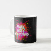 Mach Hässliches interessant Kaffeetasse (Vorderseite Links)