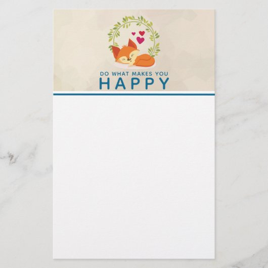 Mach, was dich glücklich macht, Fox mit Herz zu sc Briefpapier (Vorderseite)