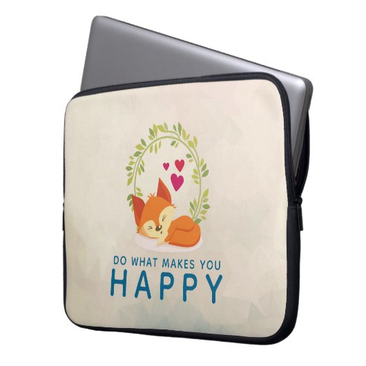 Mach, was dich glücklich macht, Fox mit Herz zu sc Laptopschutzhülle (Vorderseite Links)