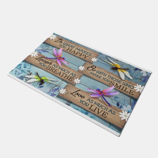 Mach, was dich glücklich macht mit diesem Lächeln Fußmatte (Schrägansicht)