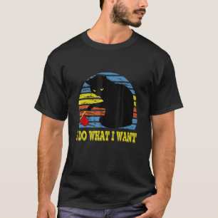 Mach Was Ich Will Schwarze Katze Rote Tasse Grafik T-Shirt