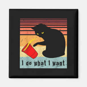 Mach Was Ich Will Vintage Schwarze Katze Rote Tass Magnet