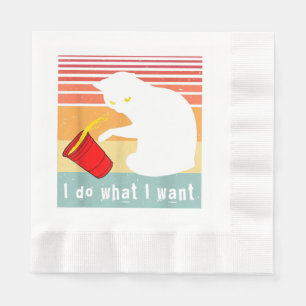 Mach Was Ich Will Vintage Schwarze Katze Rote Tass Serviette