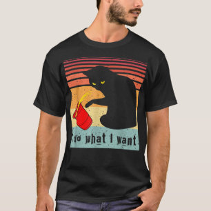 Mach was ich will Vintage schwarze Katze roter Bec T-Shirt