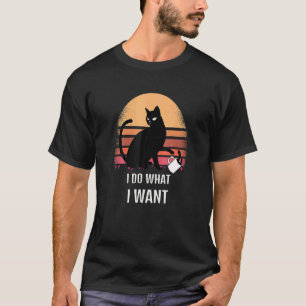 Mach was ich will Vintage schwarze Katze roter Bec T-Shirt