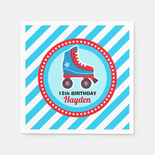 Mach weiter! Roller Skate Sport Geburtstag Serviette (Vorderseite)