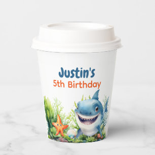 Mach Wellen Happy Shark Unter dem Meer Geburtstag Pappbecher