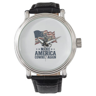 Mache Amerika wieder Cowboy-Patriotisches Western- Armbanduhr