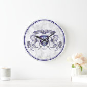 Mache deinen eigenen Wappen-Silberschild Große Wanduhr (Zuhause)