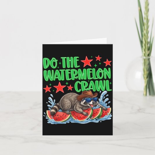 Mache den Wassermelonen-Crawl Lustiger Waschbär-Co Karte (Vorderseite)