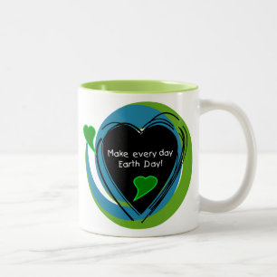 Mache jeden Tag zum Tag der Erde Zweifarbige Tasse