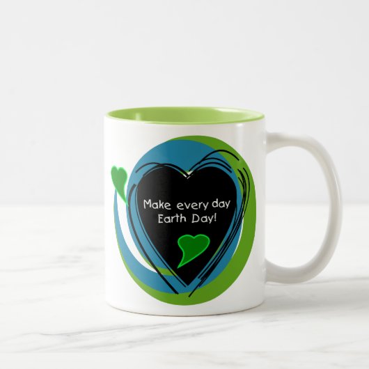 Mache jeden Tag zum Tag der Erde Zweifarbige Tasse (Rechts)